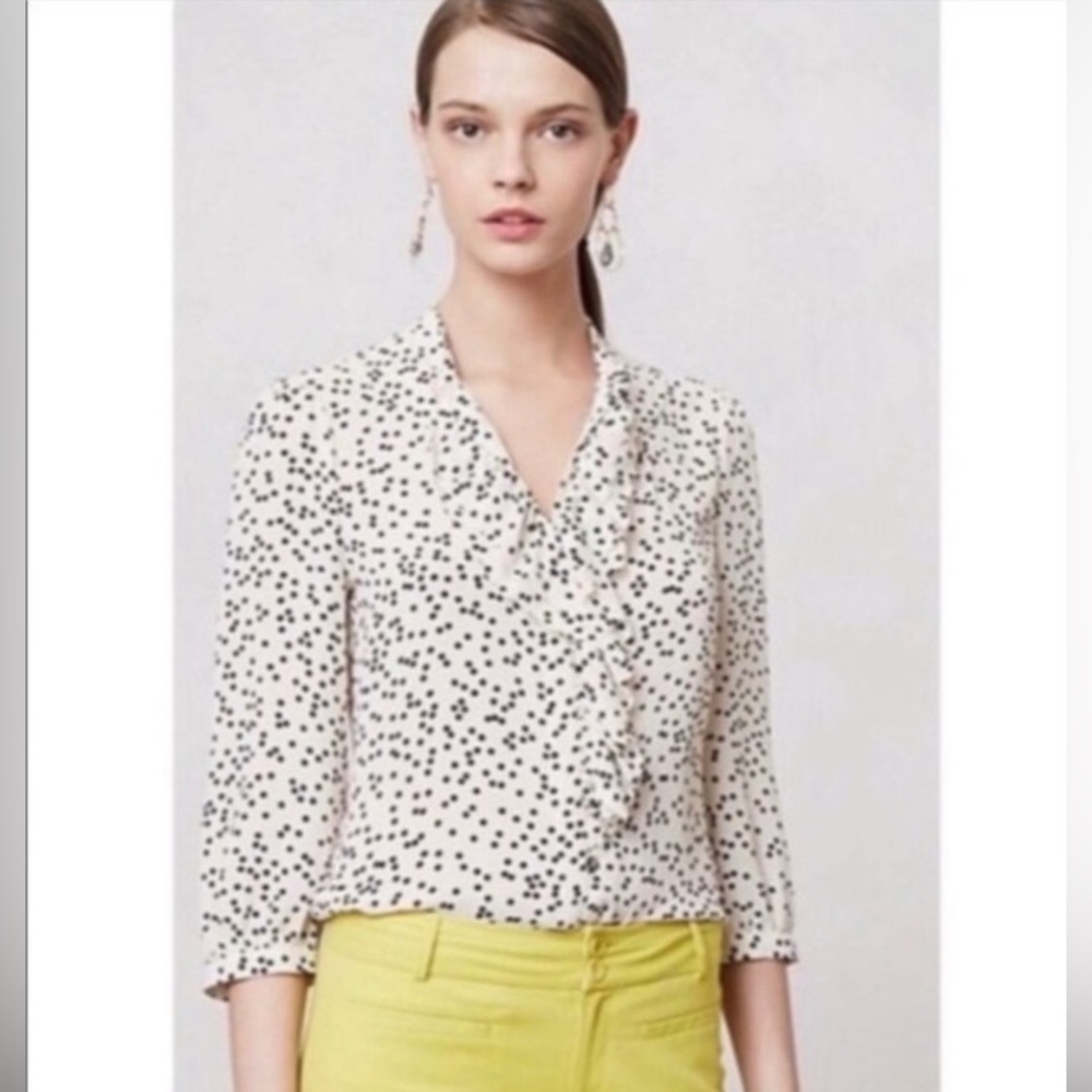 Anthropologie HD In Paris Ruffle Front Blouse